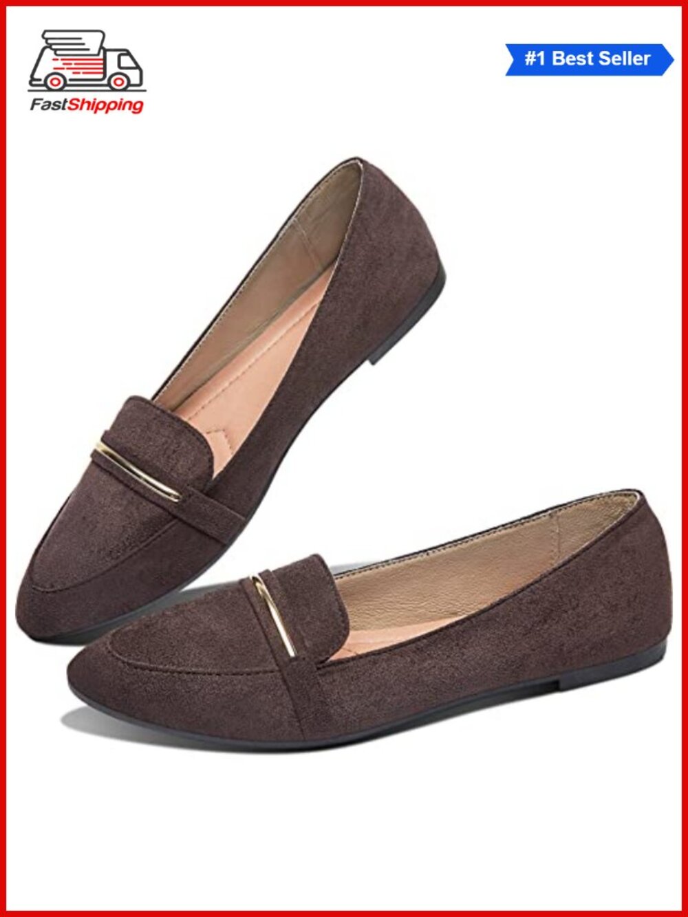 Pointy Toe Loafer Flat Faux Suede Slip On Ballet Penny Work Shoes
